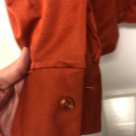 HANDMADE Burnt Orang Button Down Blouse T240 - Picture 3 of 4